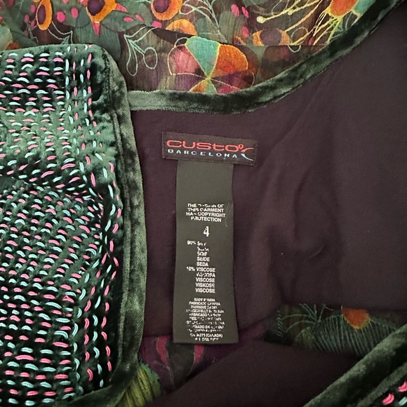 Custo Barcelona Haute Couture Sheer Velvet Multi Silk Blouse; Women's S-M - Picture 5 of 6